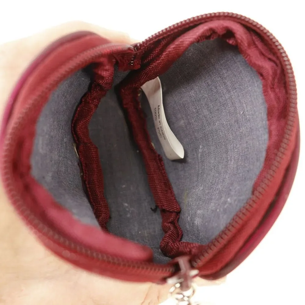 Iridescent Key Ring Pouch Women Mini Ruby Red Purple Vinyl Zipper Closure Sturdy